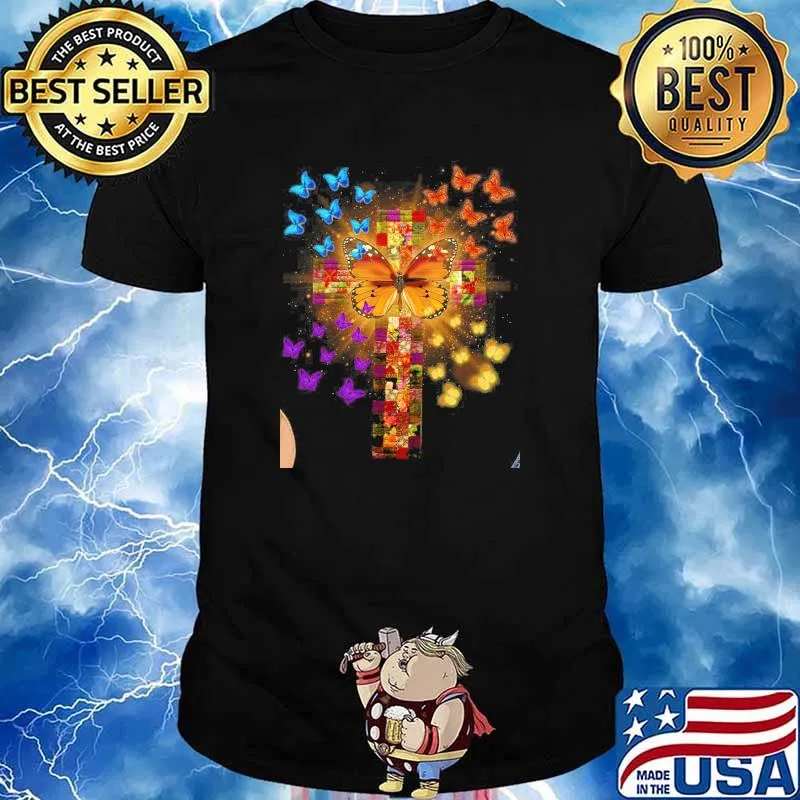 Cross butterflies flower shirt