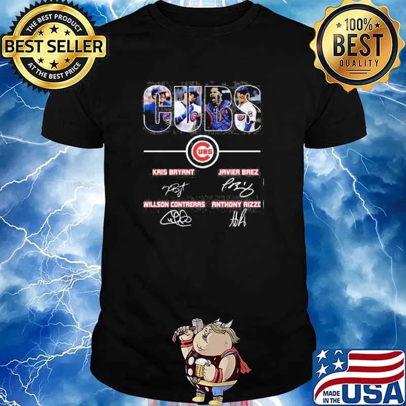 Cubs Kris Bryant Javier Baez Willson Contreras Anthony Rizzo Signatures shirt