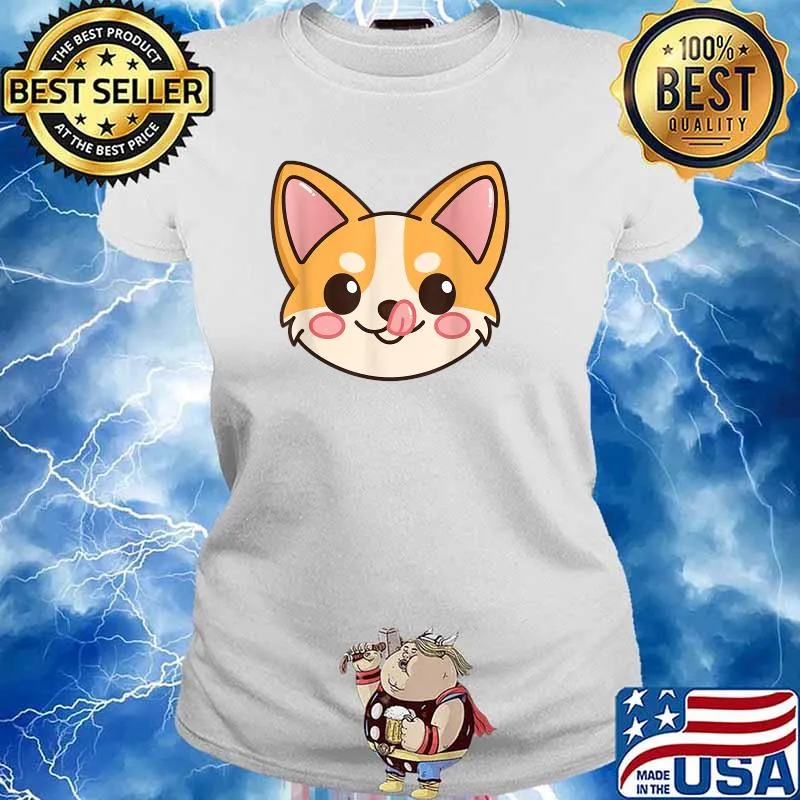 Cute Corgi Gift Kawaii Dog Lover Sweet Corgi Front T-Shirt Ladies tee