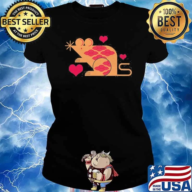 Cute Pet Rat With Hearts Animal Shirt Ladies tee