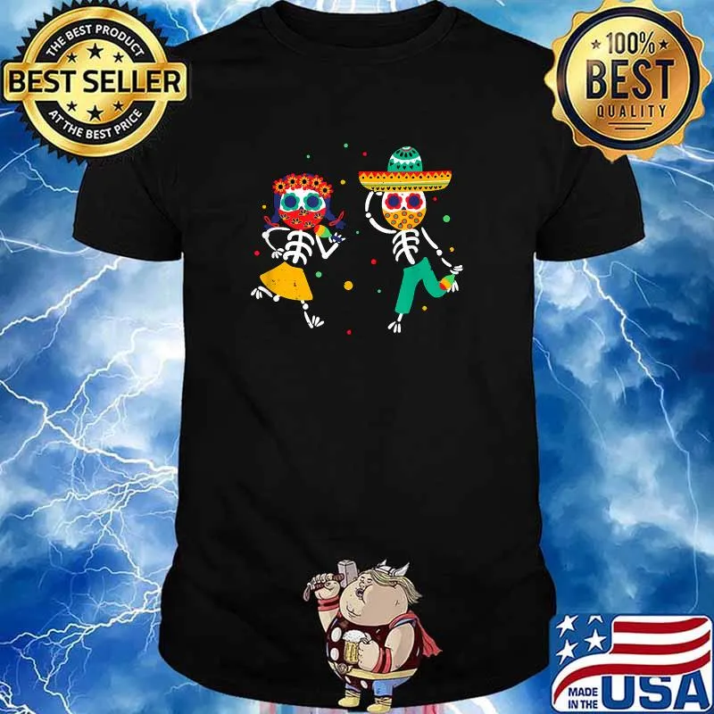 Day Of The Dead Mexico Skeletons Dancing Sugar Skull Couple T-Shirt