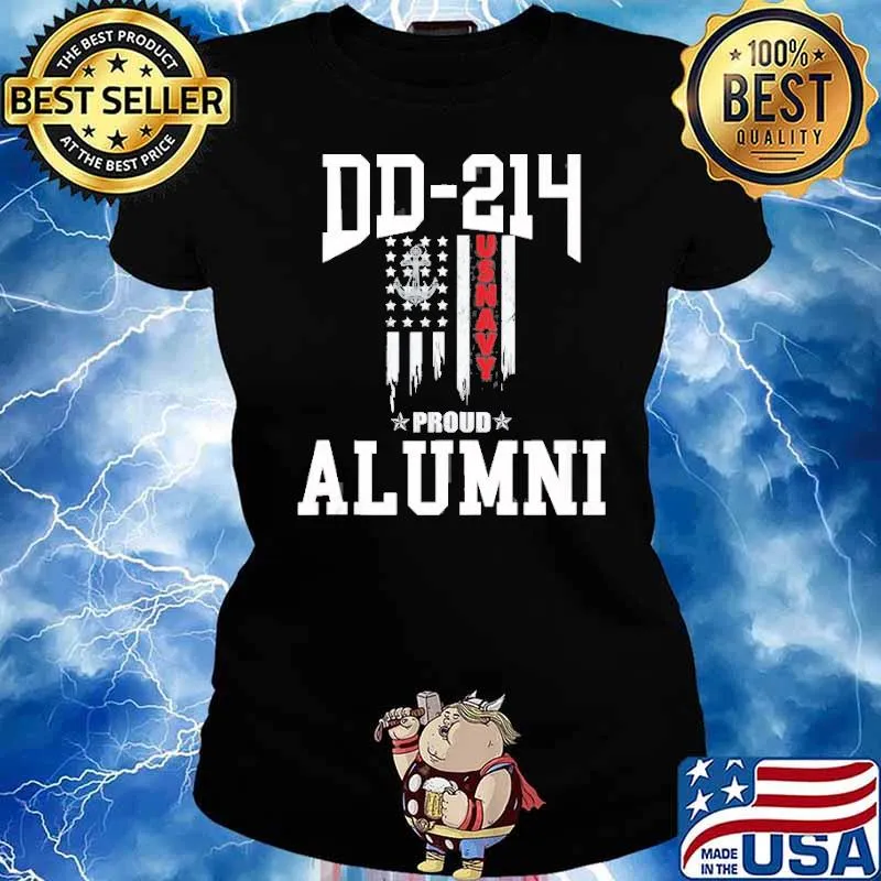 Dd 214 Alumni Us Military Veteran Navy Vintage Us Flag Shirt Ladies tee