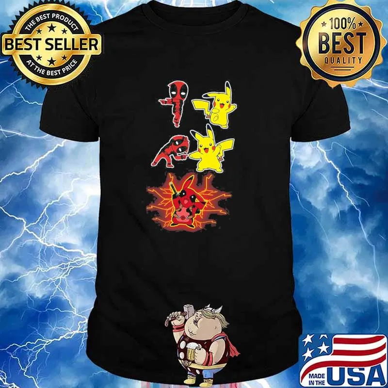 Deadpool and pikachu pokemon shirt