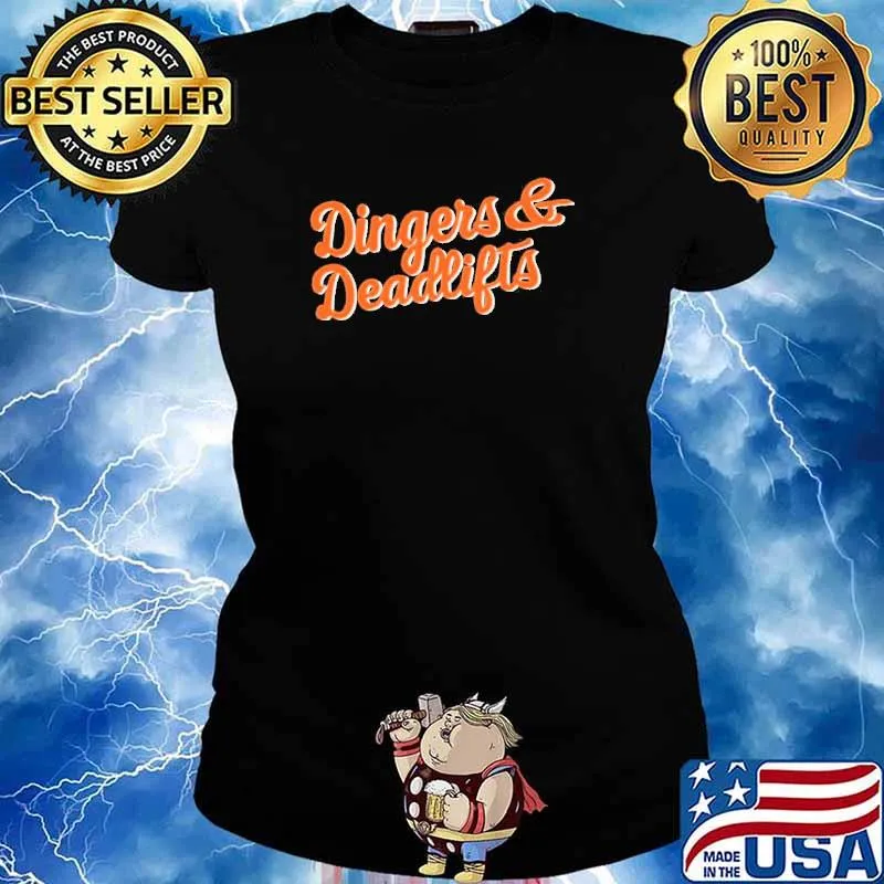 Dingers and deadlifts s Ladies tee
