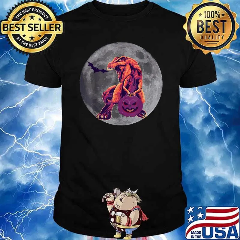 Dinosaur T-rex Mummy Pumpkin Halloween Kids T-Shirt