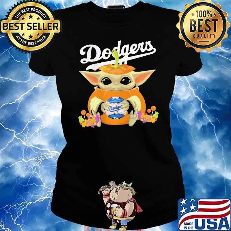 Dodgers Baby Yoda Halloween Shirt Ladies tee