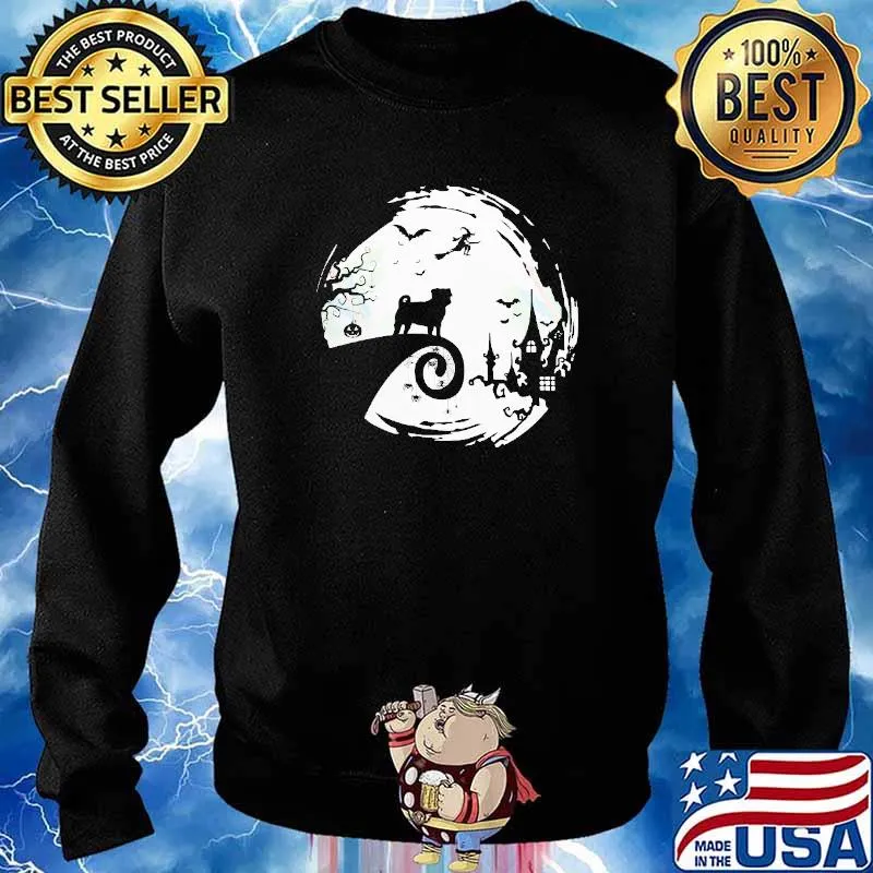 Dog And Moon Halloween Grapics Shirt Sweater