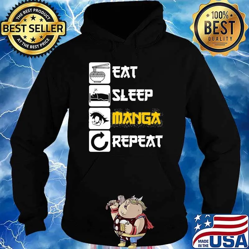 Eat Sleep Manga Repeat Japan Saying Cosplay Shirt Hoodie