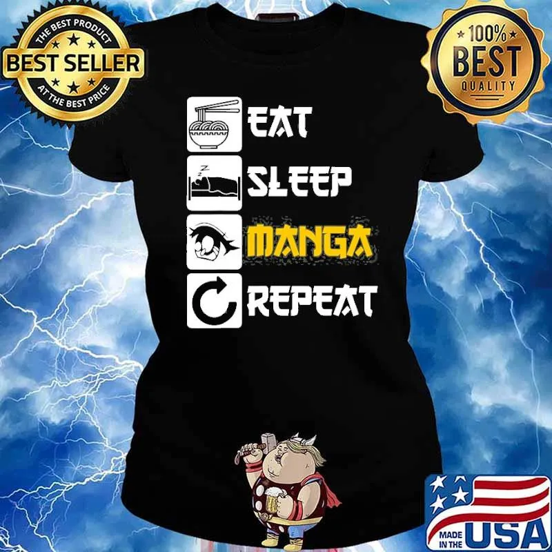 Eat Sleep Manga Repeat Japan Saying Cosplay Shirt Ladies tee
