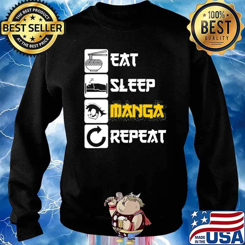 Eat Sleep Manga Repeat Japan Saying Cosplay Shirt Sweater