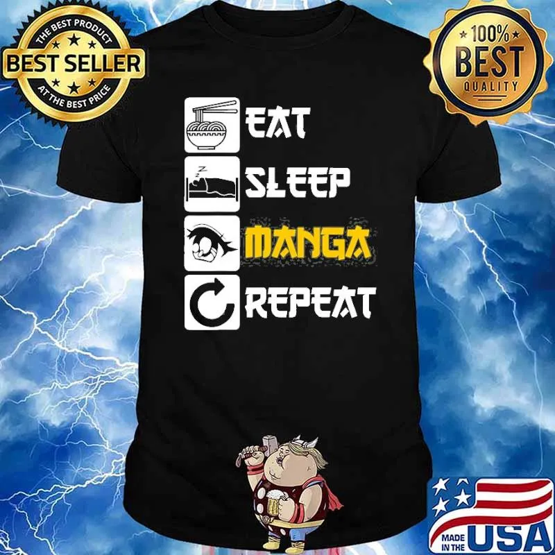 Eat Sleep Manga Repeat Japan Saying Cosplay Shirt