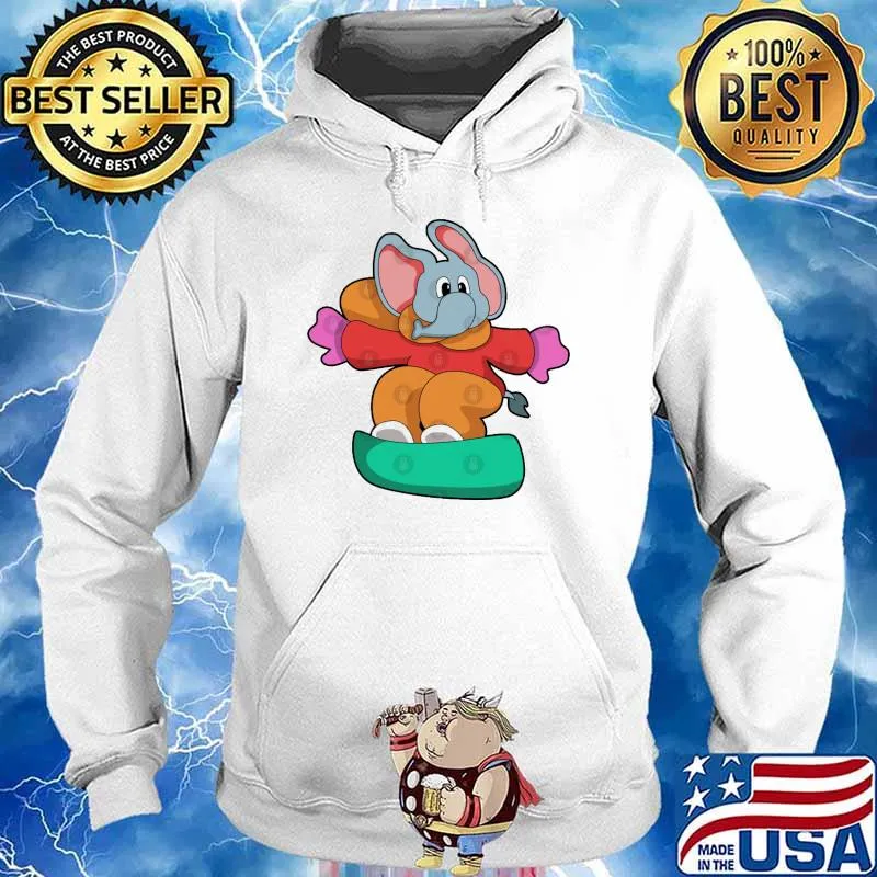 Elephant at Snowboarding with Snowboard s Hoodie