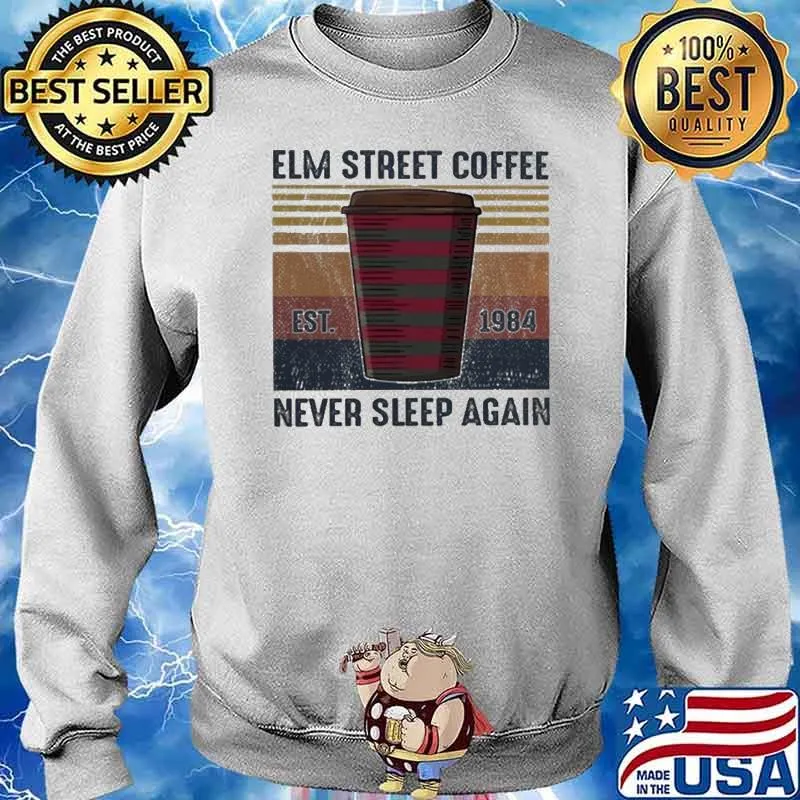 Elm Street Coffee Est 1984 Never Sleep Again Freddy Krueger vintage s Sweater