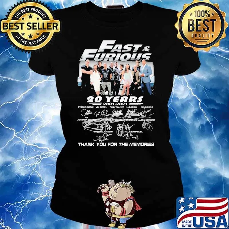 Fast and Furious 20 years 2001-2021 thank you for the memories s Ladies tee
