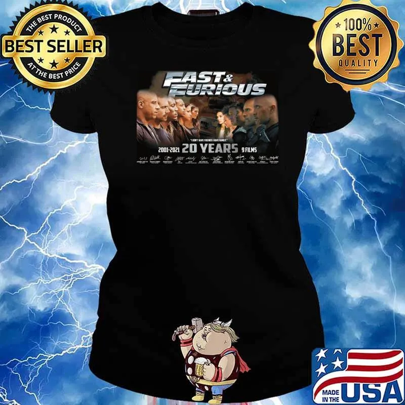 Fast and Furious 2001-2021 20 years 9 films signatures s Ladies tee