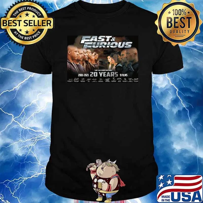 Fast and Furious 2001-2021 20 years 9 films signatures shirt