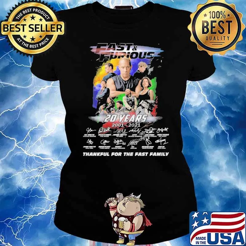 Fast and Furious 2001-2021 20 years thankful for the fast family signatures s Ladies tee