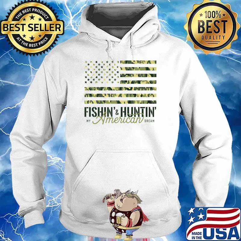 Fishing Hunting Camo American USa Flag T-Shirt Hoodie