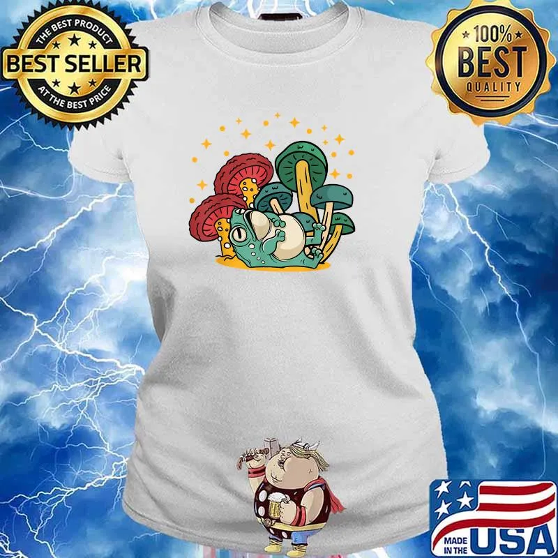 Frog Mushroom Hat Cottagecore Cosplay T-Shirt Ladies tee
