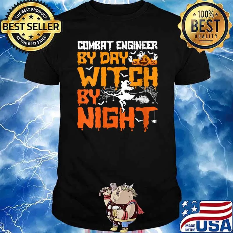 Funny combat Engineer By Day Witch By Night Pumpkin Halloween T-Shirt