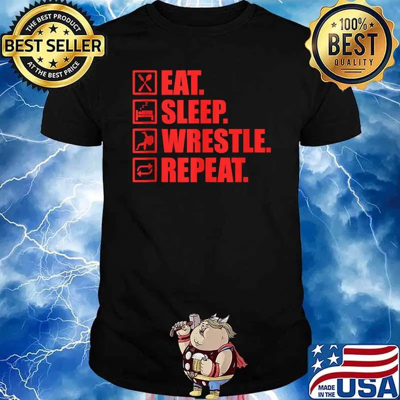 Funny eat Sleep Wrestle Repeat T-Shirt