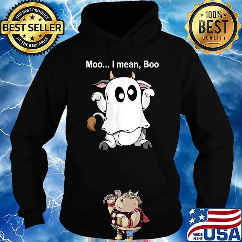 Ghost Cow Moo I Mean Boo Halloween 2021 Funny Cow Lover T-Shirt Hoodie