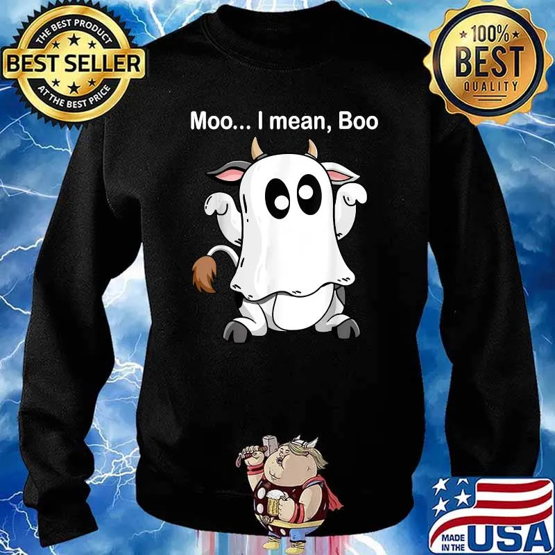 Ghost Cow Moo I Mean Boo Halloween 2021 Funny Cow Lover T-Shirt Sweater