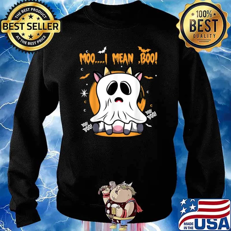 Ghost Cow Moo I Mean Boo Halloween Shirt Sweater