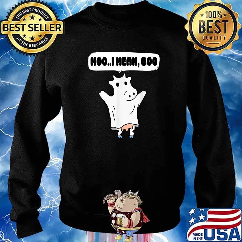 Ghost Cow Moo I Mean Boo Halloween T-Shirt Sweater