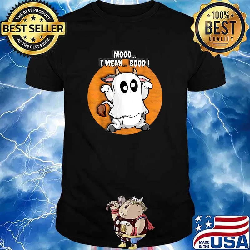 Ghost Cow Moo I Mean Boo Pumpkin Halloween T-Shirt