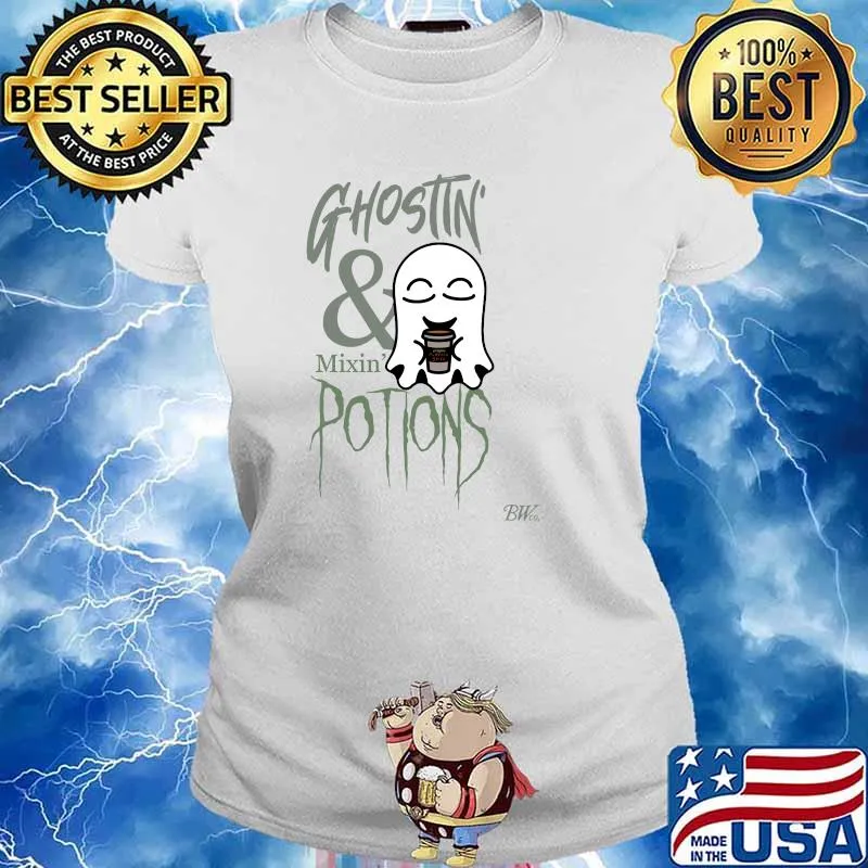 Ghostin’ & Mixin’ Potions halloween T-Shirt Ladies tee