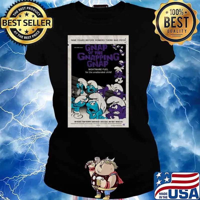 GNAP OF THE GNAPPING GNAP Smurfs Night of the Living Dead Poster T-Shirt Ladies tee