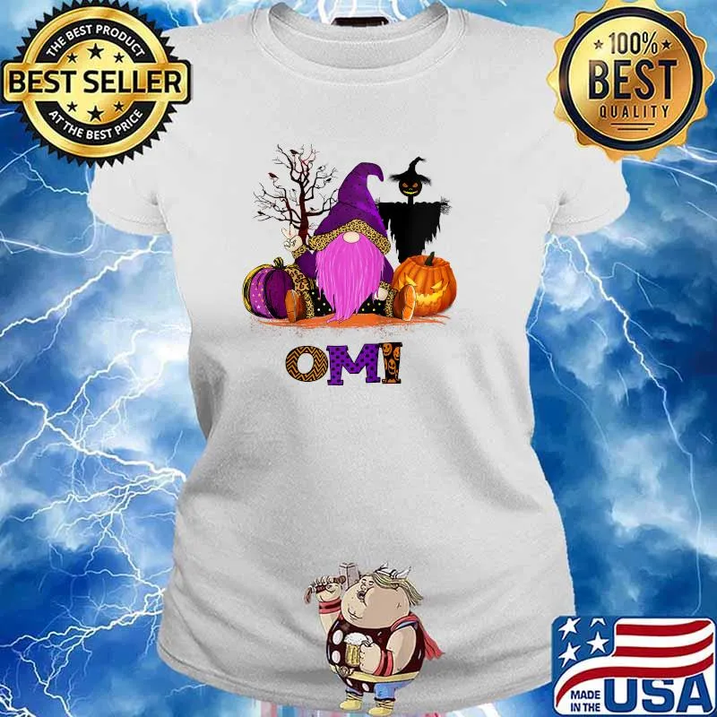 Gnome pumpkin spooky witch Omi Halloween T-Shirt Ladies tee
