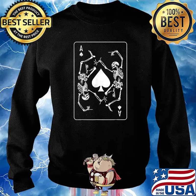 Goth Punk Ace Of Spades Card Shark Gambler Skeleton T-Shirt Sweater