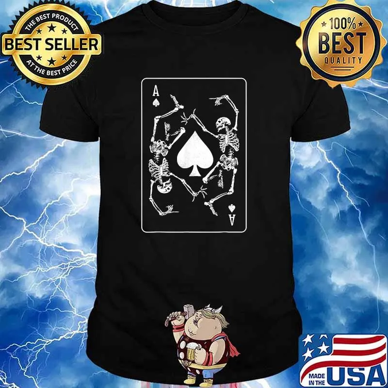 Goth Punk Ace Of Spades Card Shark Gambler Skeleton T-Shirt