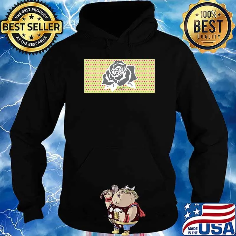 Grey & White Rose Yellow Background Polka Dots T-Shirt Hoodie