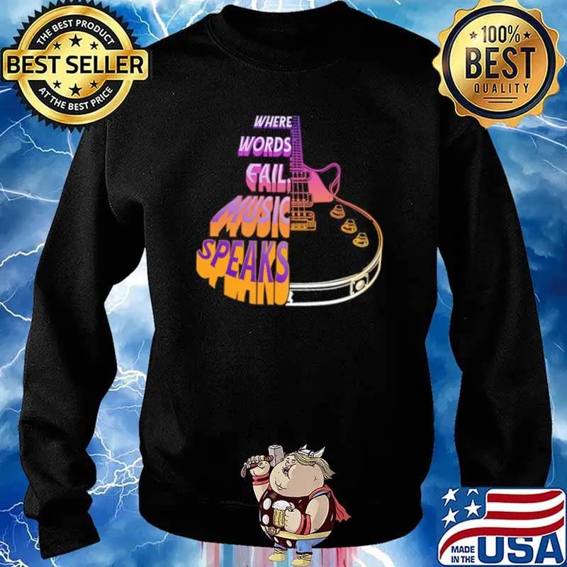 Guitar where words fail music speaks s Sweater