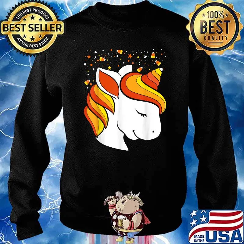 Halloween Cute Unicorn Candy Corn Girls Costume T-Shirt Sweater