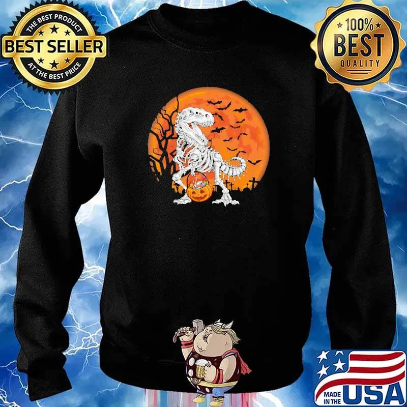 Halloween Dinosaur Skull Dinosaur Blood Moon Shirt Sweater