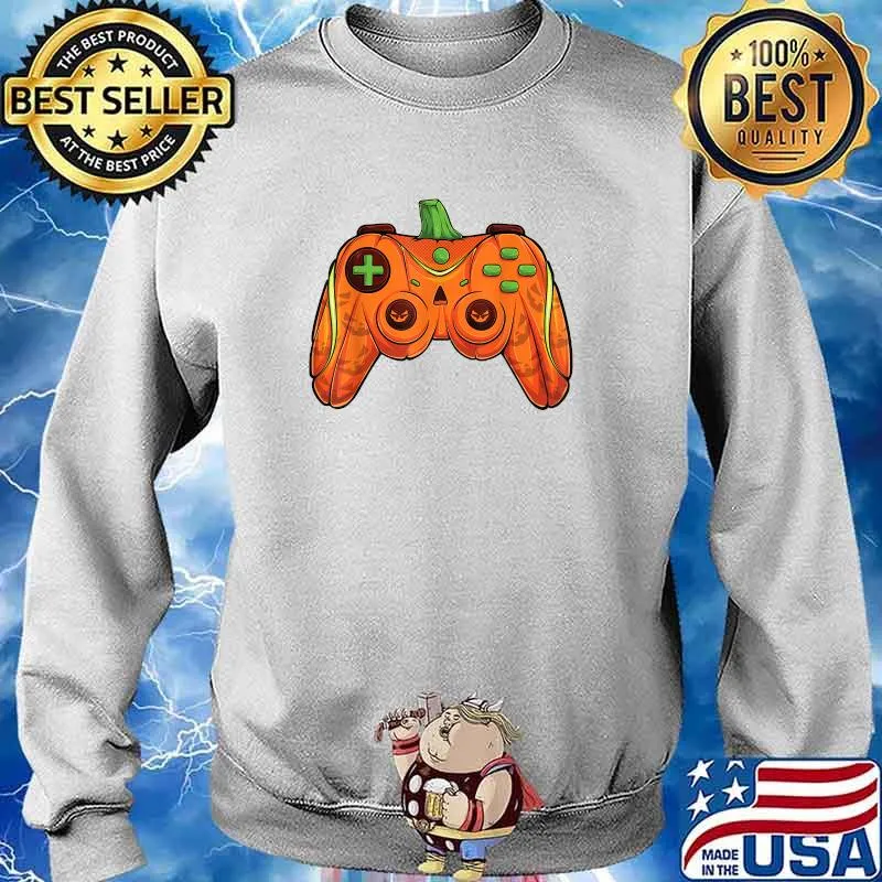 Halloween Gamer Pumpkin controller Video Gamer T-Shirt Sweater