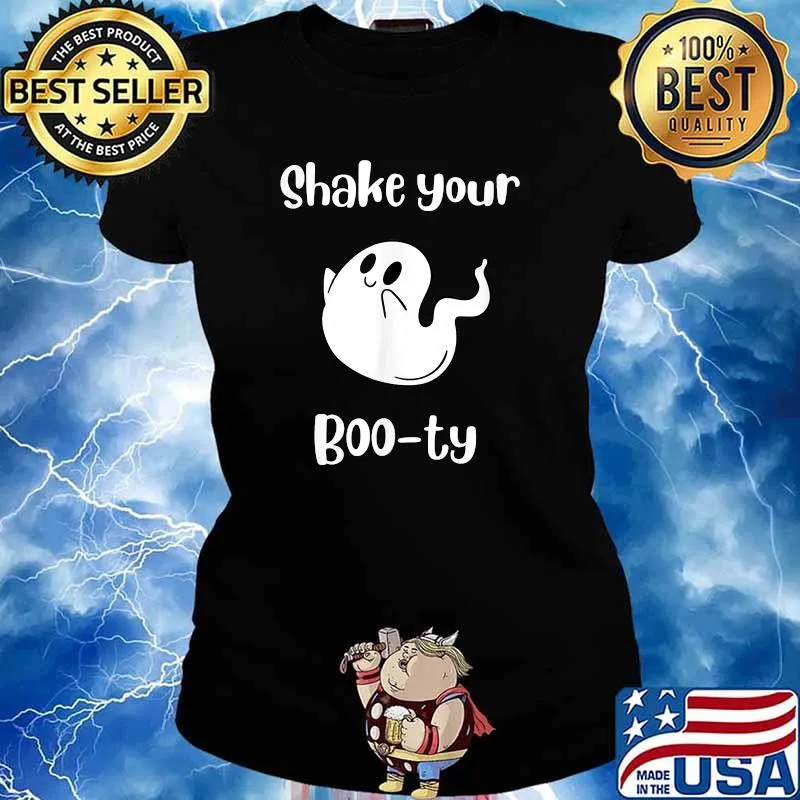 Halloween Holiday Ghost Booty Seasonal Attire T-Shirt Ladies tee