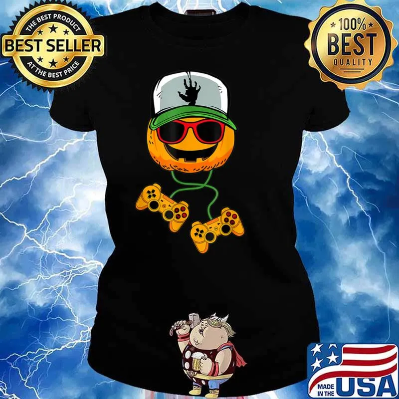 Halloween Jack O Lantern Gamer Halloween Shirt Ladies tee