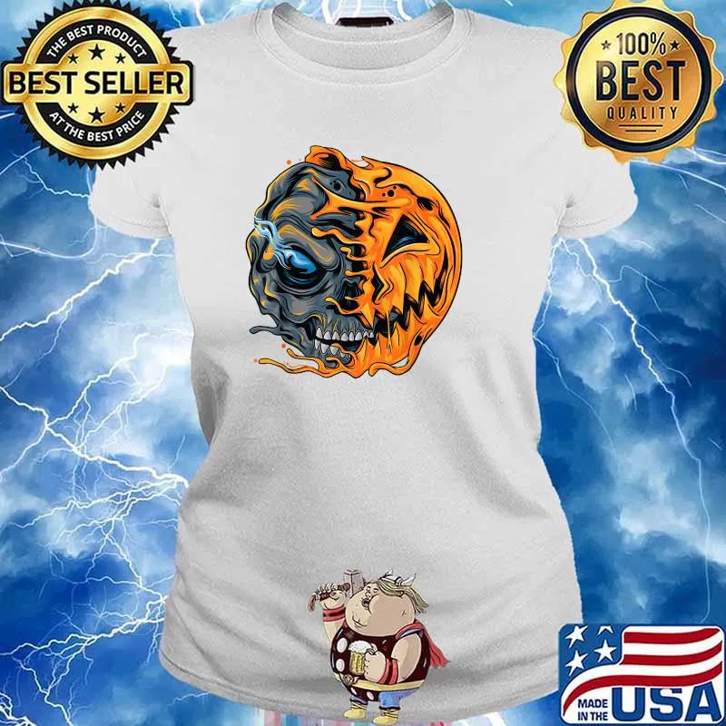 Halloween Pumpkin Skull Zombie T-Shirt Ladies tee