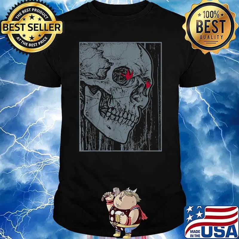 Halloween Skeleton Gothic Flaming Heart Eyes Skull T-Shirt