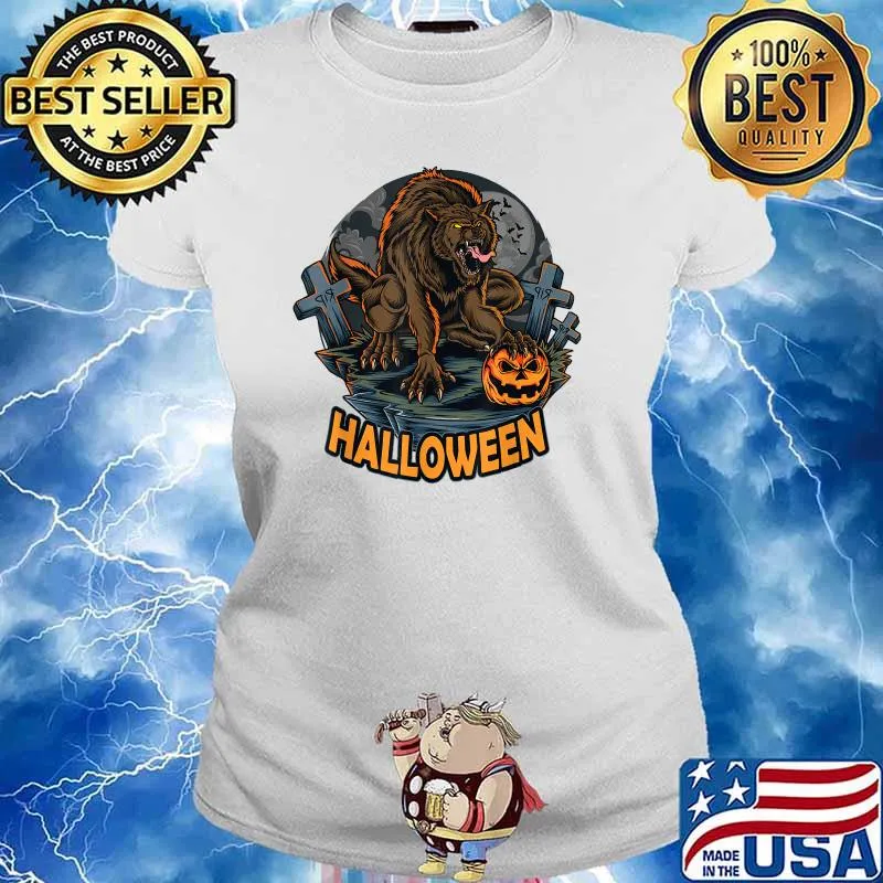Halloween Werewolf scary pumpkin costume T-Shirt Ladies tee