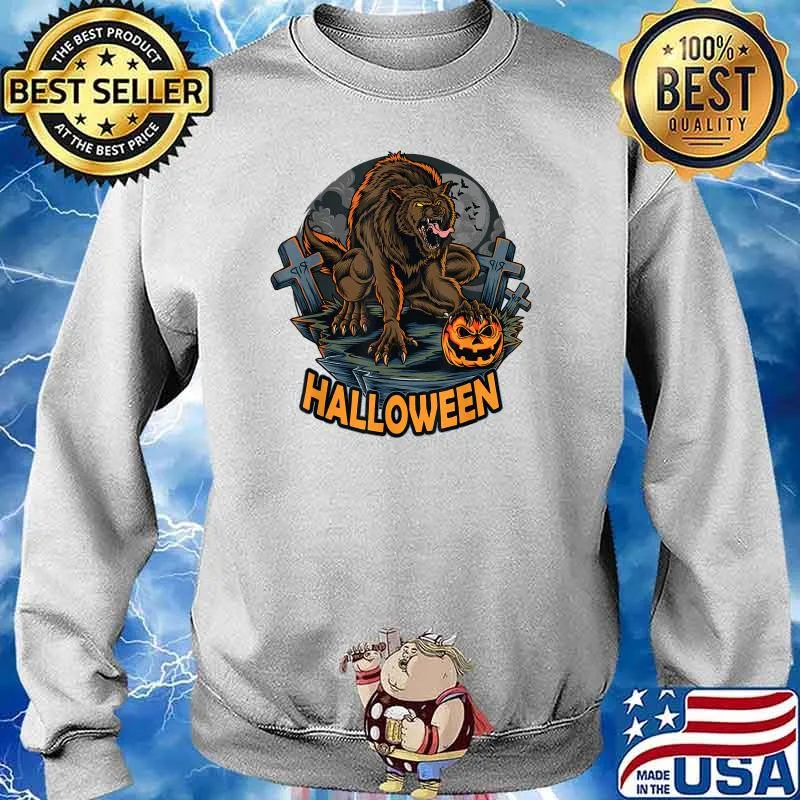 Halloween Werewolf scary pumpkin costume T-Shirt Sweater