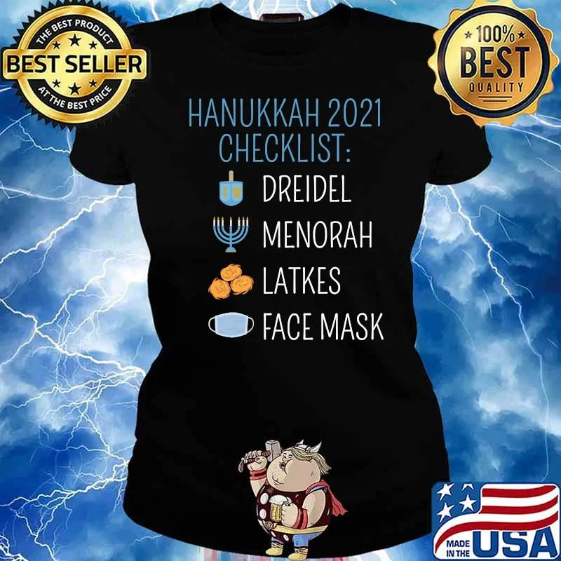 Hanukkah 2021 Checklist Corona Virus Vaccine Happy Hanukkah Pajamas T-s Ladies tee