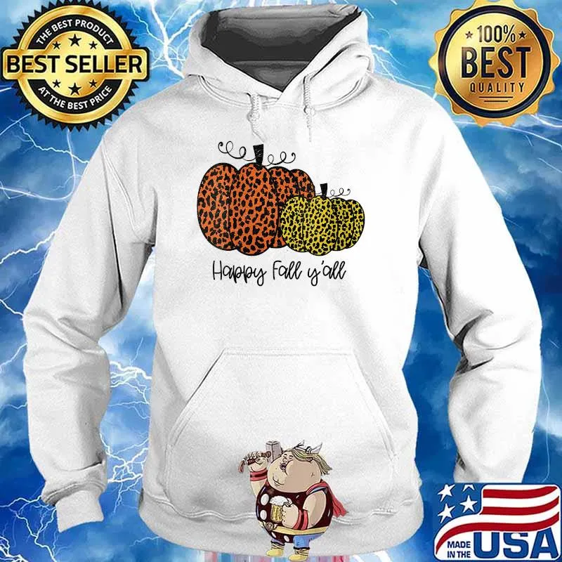 Happy Fall Yall Pumpkin Leopard Halloween T-Shirt Hoodie