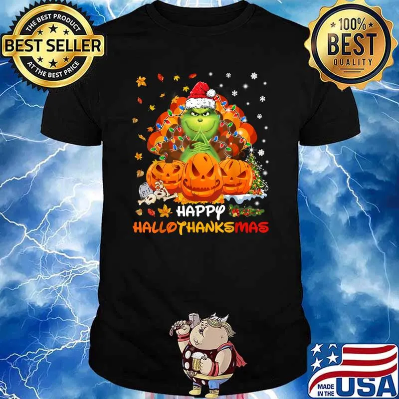 Happy Hallothanksmas Grinch and Merry Christmas - Fall T-Shirt