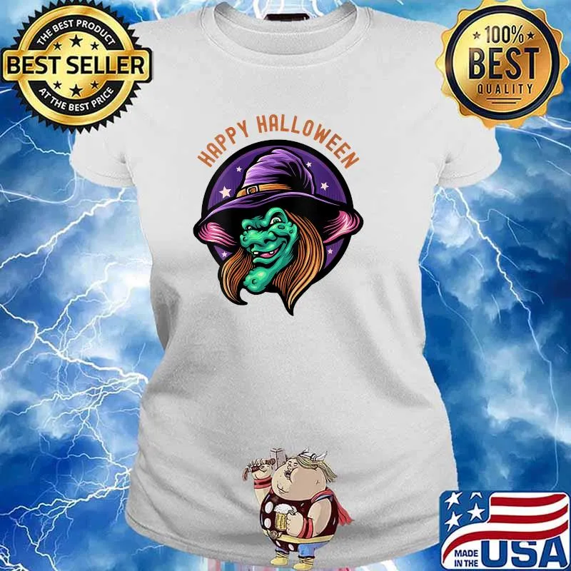 Happy Halloween Cute Scary Witch T-Shirt Ladies tee